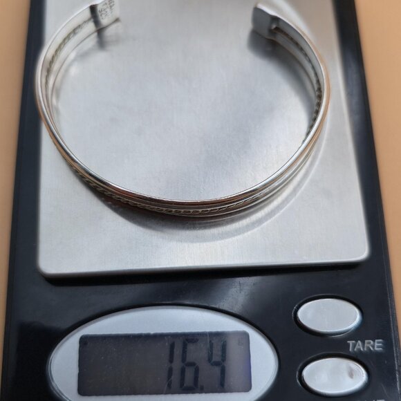 6 Inch Sterling Silver Center Braided Pattern Cuff Bracelet B574 - Picture 6 of 6